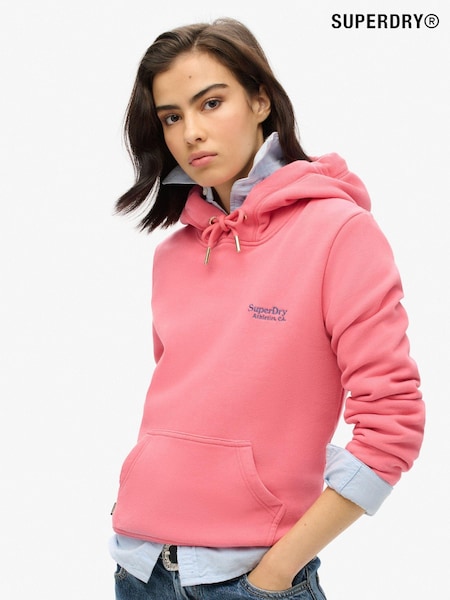 Roz coral - Hanorac cu logo Superdry Essential (N11230) | 260 LEI