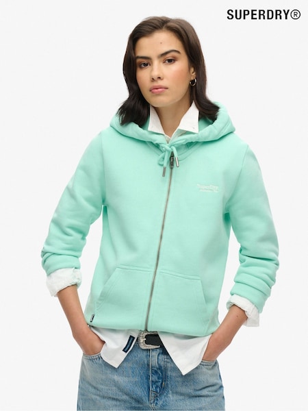 Beach Glass Verde - Hanorac cu fermoar și logo Superdry Essential (N11277) | 287 LEI