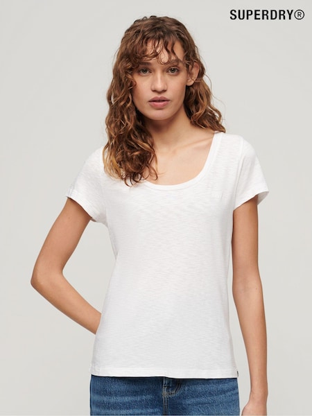 Alb - Superdry Studio Decolteu adânc Tricou (N11285) | 149 LEI
