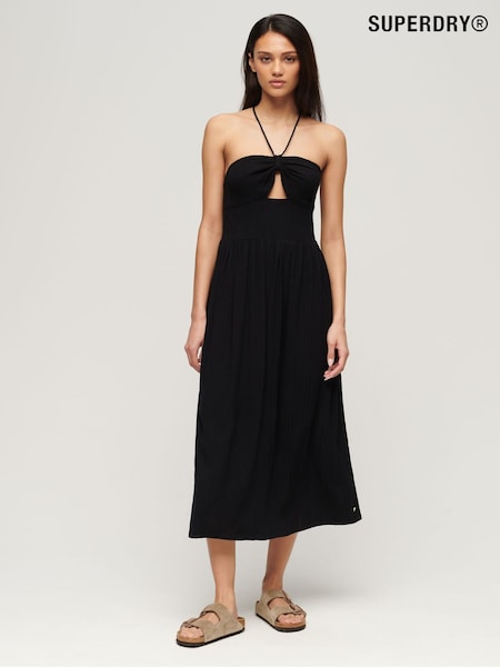 Superdry Cut Out Midi Black Dress (N11294) | €20
