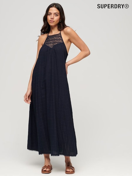 Superdry Blue Lace Halter Maxi Beach Dress (N11297) | €25