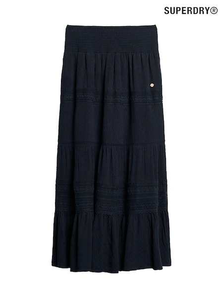 Blue - Superdry 100% Cotton Ibiza Maxi Skirt (N11303) | 303 LEI