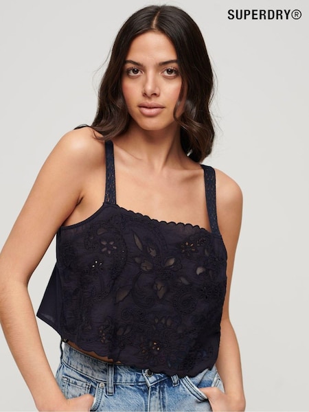 Superdry Blue Ibiza Embroidered Cami Top (N11316) | €30