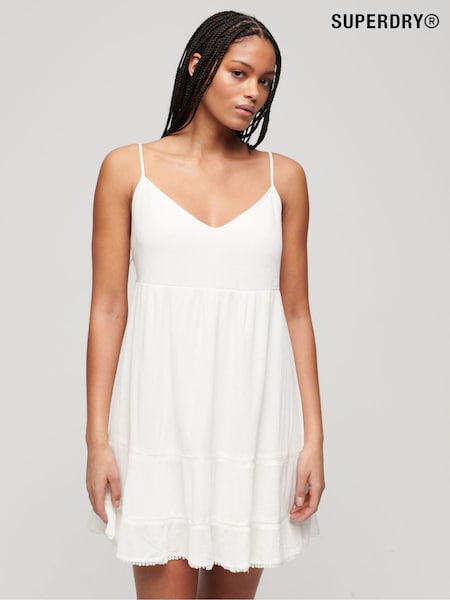 Alb - Rochie Mini Breach Superdry 100% bumbac (N11342) | 180 LEI