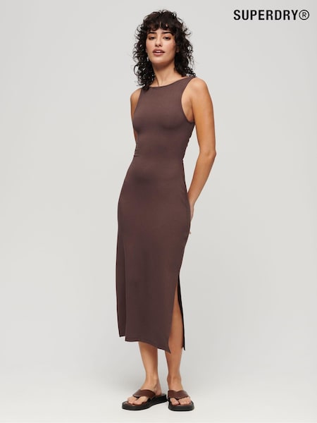 Maro - Rochie midi cu nod la spate Superdry Jerseu (N11349) | 180 LEI