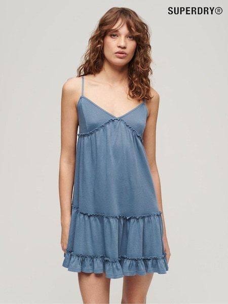 Superdry 100% Cotton Jersey Tiered Cami Mini Dress (N11375) | 210 LEI