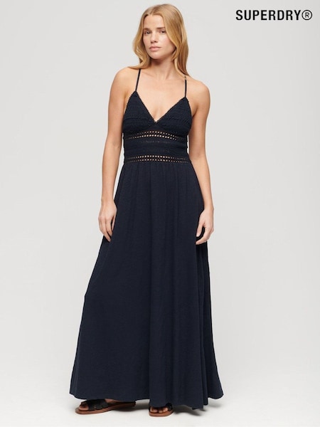 Superdry 100% Cotton Jersey Lace Maxi Dress (N11376) | €49