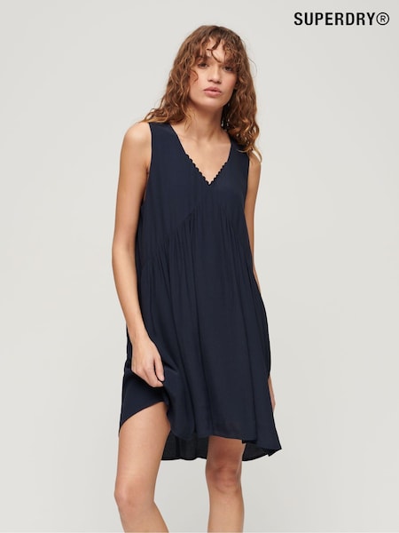 Superdry Blue 100% Cotton Volume Sleeveless Dress (N11379) | €50