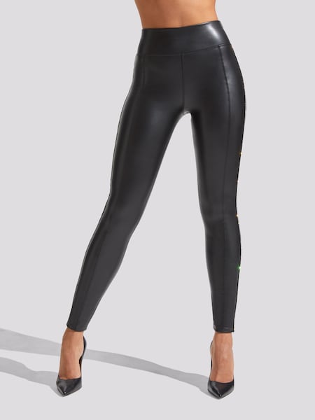 Ann Summers Black Diamanté Side Seam PU Lucille Leggings (N11384) | €20