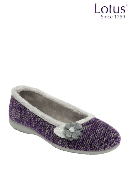 Lotus Purple Textile Ballerina Slippers (N11426) | AED81