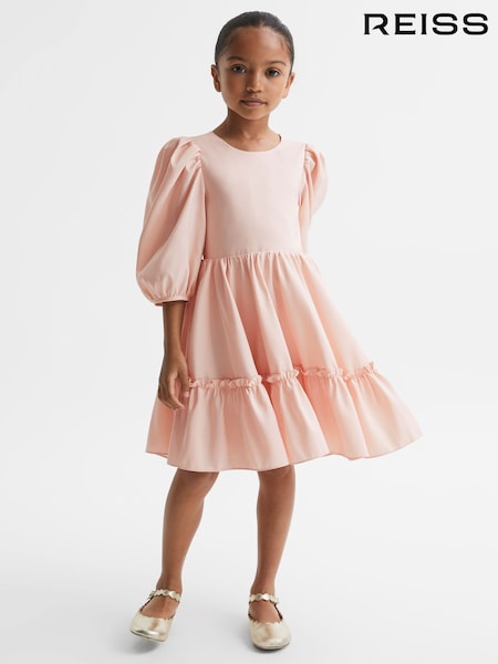 Reiss Pink Toby 9-13 yrs Mini Puff Sleeve Ruffle Dress (N11590) | €37