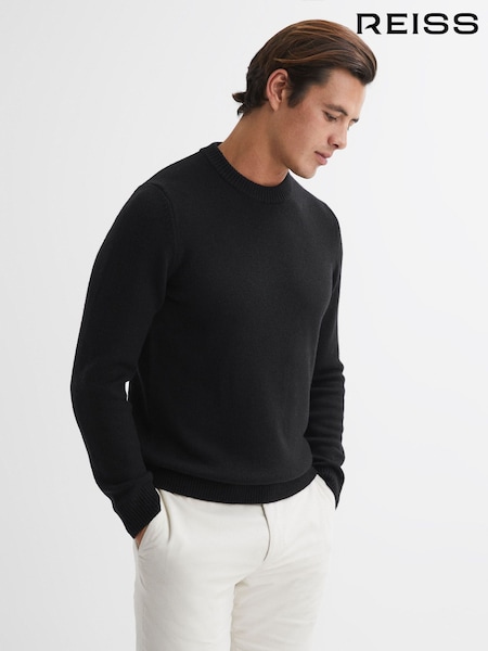 Reiss Black Avons Wool Blend Crew Neck Jumper (N11596) | €125