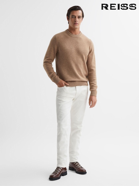 Reiss Camel Melange Avons Wool Blend Crew Neck Jumper (N11597) | €55