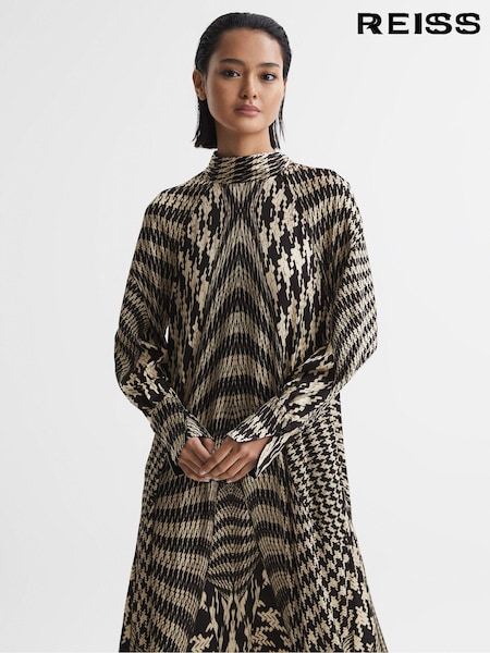 Reiss Kate Dogtooth Midi Dress (N11632) | ‏2,100‏₪