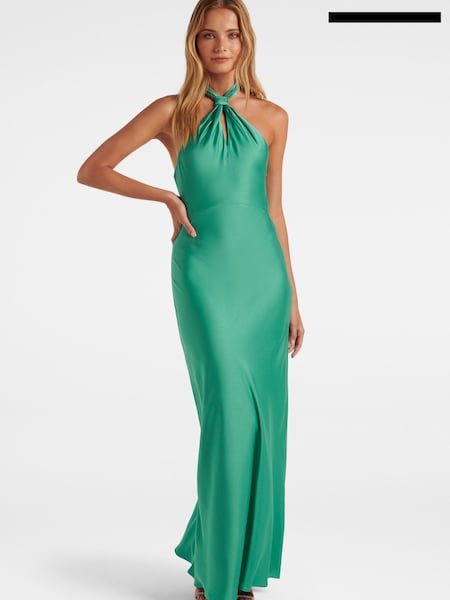 Forever New Green Yvette Knot Tie Neck Gown (N11897) | €72
