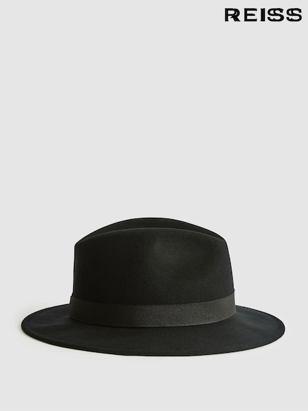 Reiss Black Ally Wool Fedora Hat (N12405) | €95
