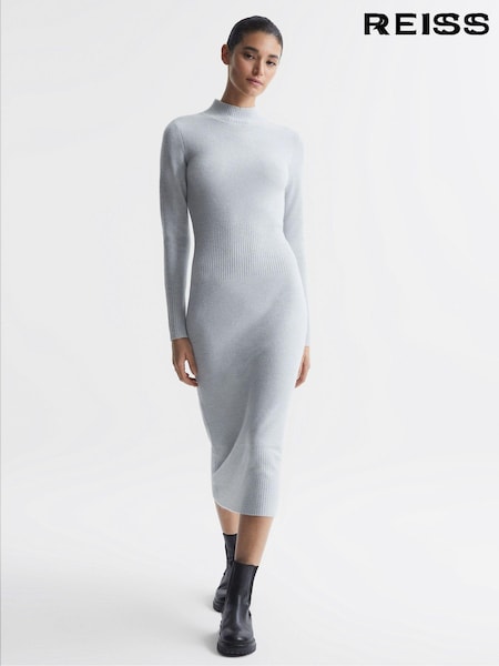 Reiss Grey Mara Knitted Bodycon Midi Dress (N12418) | €95