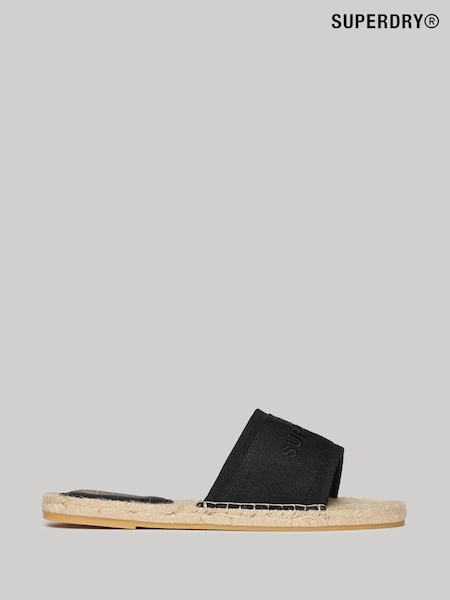 Superdry Black Canva Espadrille Overlay Sliders (N12433) | €34