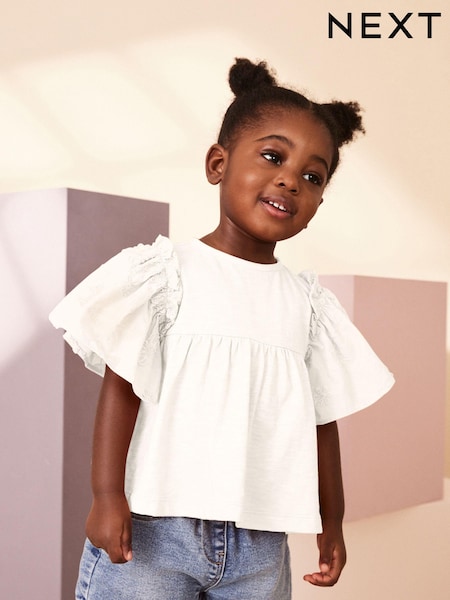 Ecru - Bluză cu broderie Mânecă scurtă (3mths-7yrs) (N12467) | 49 LEI - 59 LEI