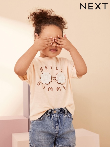 Pale Pink Crochet Sunglasses Short Sleeve T-Shirt (3mths-7yrs) (N12472) | €4 - €5.50