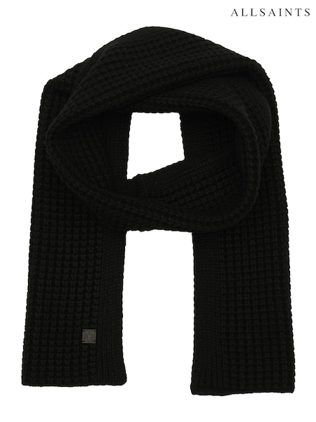 أسود - AllSaints Waffle Stitch Knit Scarf (N12482) | ‏32 ر.ع.‏