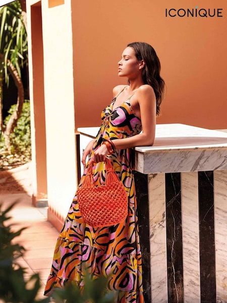 Iconique Animal  Multicolour Lidia Strappy Maxi Beach Dress (N12516) | €49