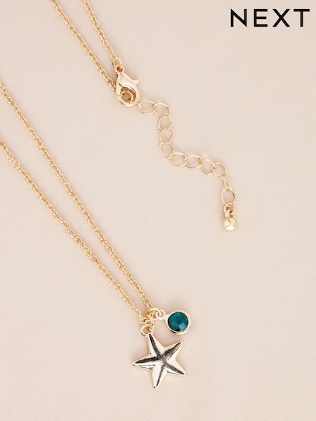 Gold Tone May Birthstone Necklace (N12569) | AED18