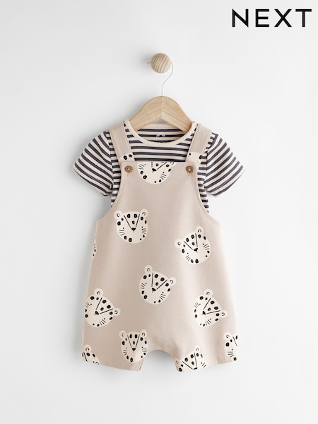 Schwarz/Weiß/Figur - Baby Jersey 100% Cotton Dungarees and Bodysuit Set (0mths-2yrs) (N12584) | 10 € - 12 €