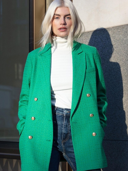 Threadbare Green Double Breasted Boucle Blazer (N12593) | €30