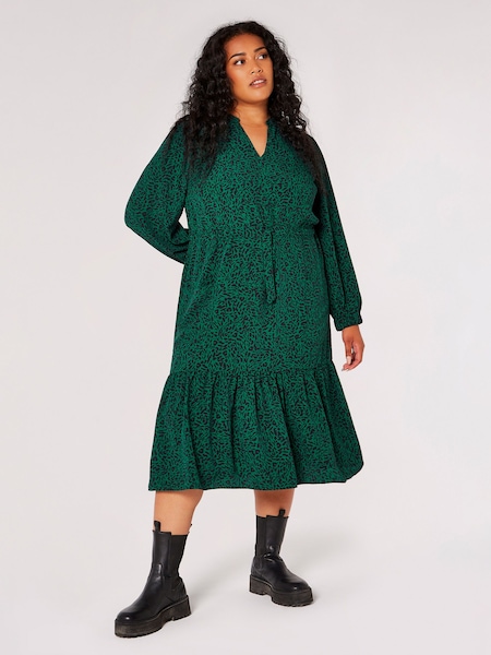 Apricot Green Mono Animal Drwstring Midaxi Dress (N12869) | €21.50