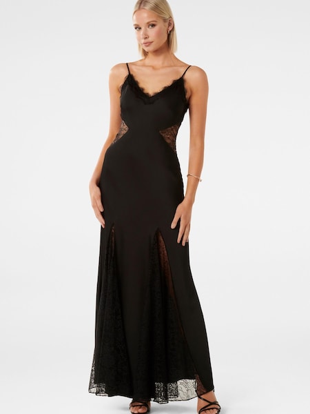 Forever New Black Bailey Lace Splice Maxi Dress (N12911) | €77