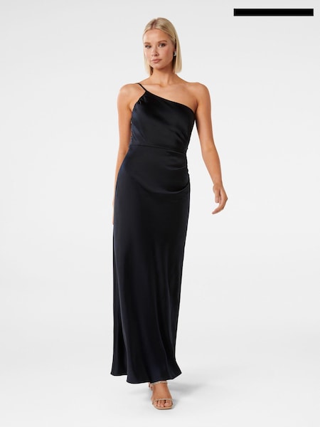 Forever New Navy Kelly One Shoulder Satin Maxi Dress (N12924) | €70