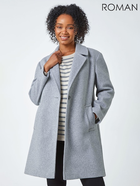 Roman Grey Petite Smart Button Coat (N12932) | €44.50