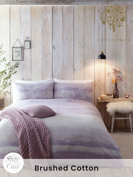 Appletree Purple Anson Stripe 100 Brushed 100% Cotton Duvet Cover Set (N12970) | €40 - €81