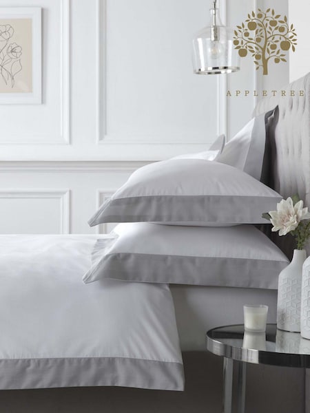 Appletree White Oxford Edge 200 Thread Count 100% Cotton Duvet Cover Set (N12980) | $94 - $120