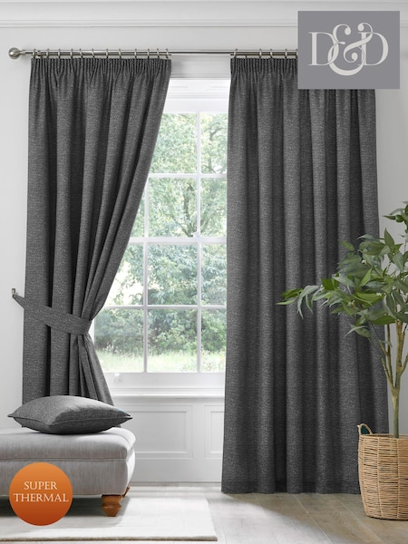 D&D Grey Pembrey Super Thermal Pencil Pleat Curtains (N12984) | $44 - $111