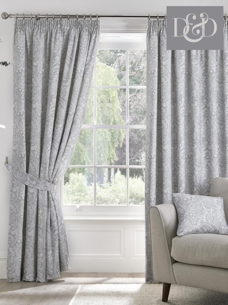 Dreams & Drapes Grey Aveline 100% Cotton Pencil Pleat Curtains (N12985) | R$ 265 - R$ 740