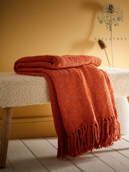 Appletree Orange Chenille Throw So Soft Chenile Throw (N13000) | ₪136