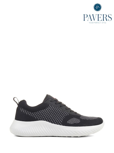 Pavers Lightweight Lace-Up Black Trainers (N13006) | 125 zł