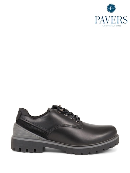 Pavers Leather Lace-Up Black Shoes (N13013) | 287 LEI