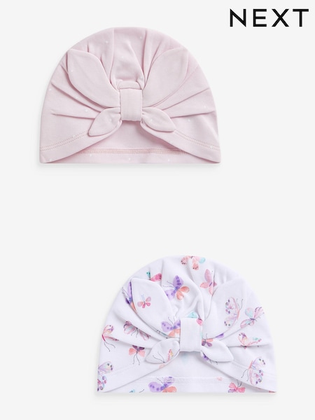 Lilac/Ecru - Baby Turban 100% Cotton Hats 2 Pack (0-18mths) (N13032) | € 6