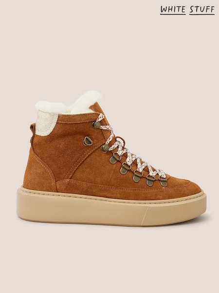 White Stuff Natural Suede Shearling Hiker Boots (N13271) | €59