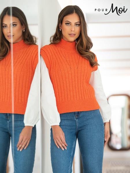 Pour Moi Orange Kady Cropped Ribbed Knit Tank Top (N13406) | ₪196