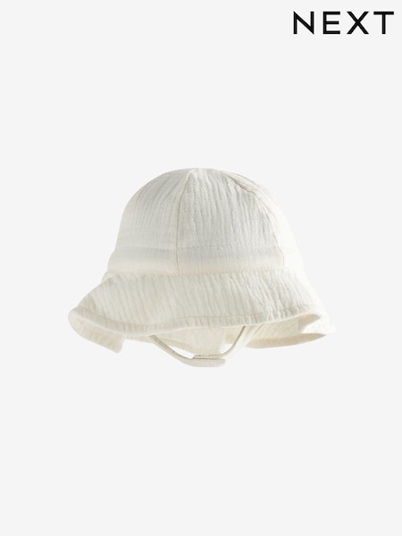 Ecru - Baby Wide Brim Crinkle Hat (0mths-2yrs) (N13458) | 5 €
