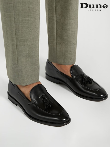 črna - Dune London Sandders Leather Sole Tassel Loafers (N13471) | € 222