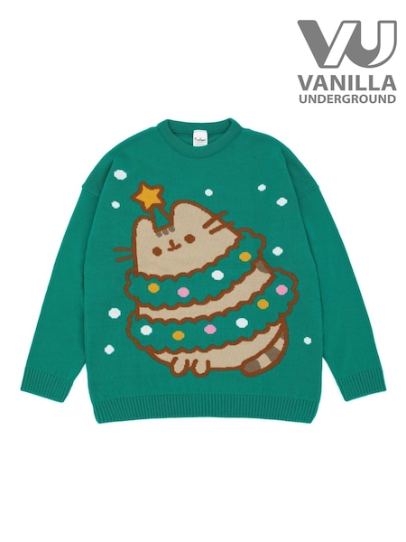 Vanilla Underground Green Pusheen Ladies Christmas Jumper (N13492) | 228 QAR