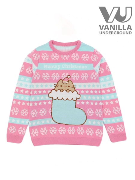 Vanilla Underground Pink Pusheen Girls Christmas Jumper (N13499) | €25