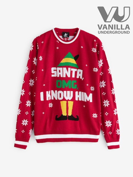 Vanilla Underground Red Buddy The Elf Mens Licensed Adult Knitted Christmas Jumper (N13504) | $39