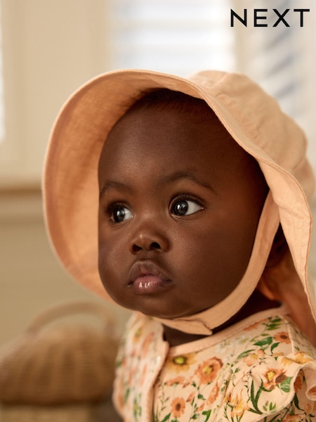 Apricot Pink Wide Brim Baby Hat (0mths-2yrs) (N13505) | 18 QAR
