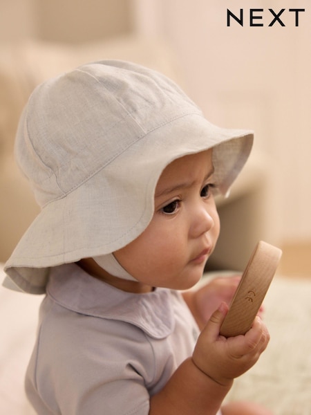 Sage Green Wide Brim Baby Sun Hat (0mths-2yrs) (N13506) | 23 QAR
